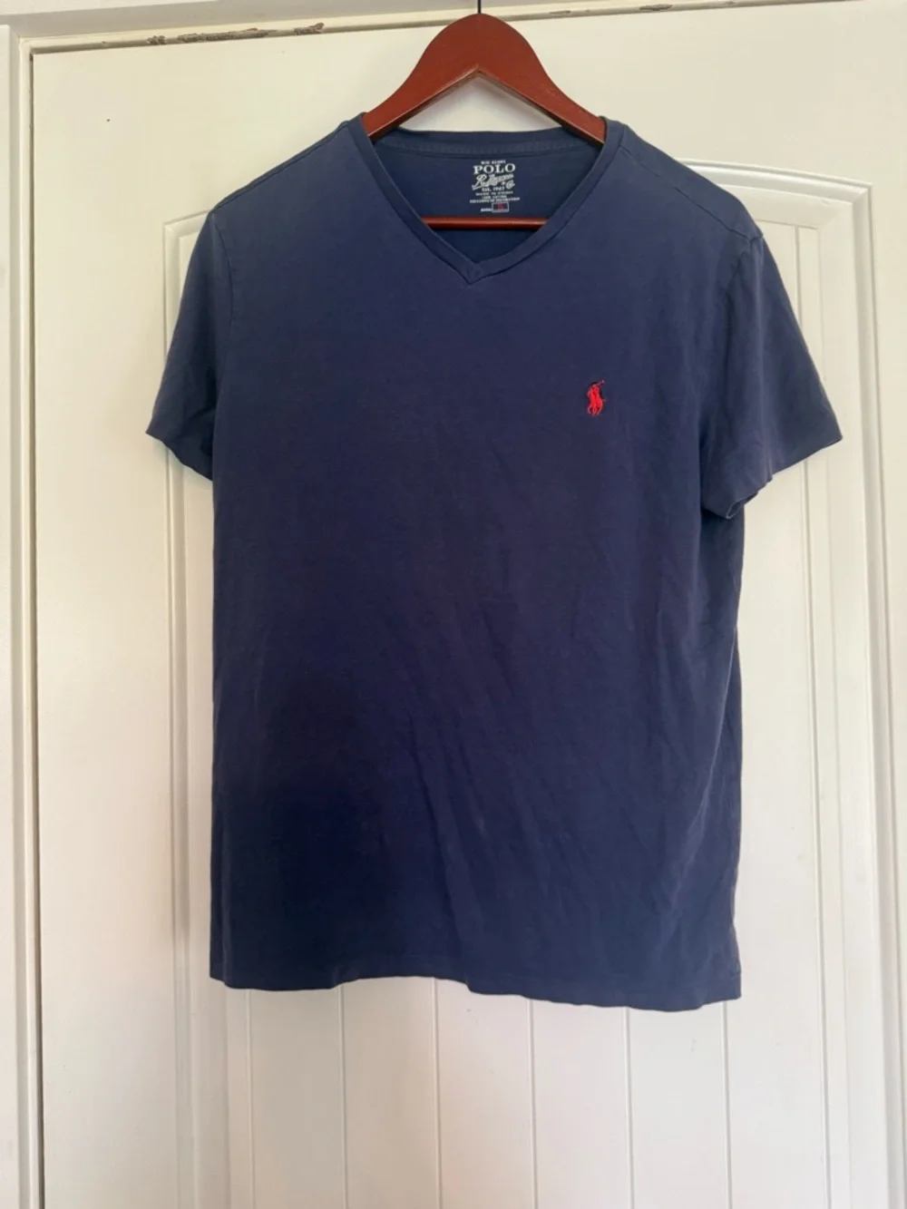 Polo by Ralph‎ Lauren Navy V-Neck Tee with Red Pony